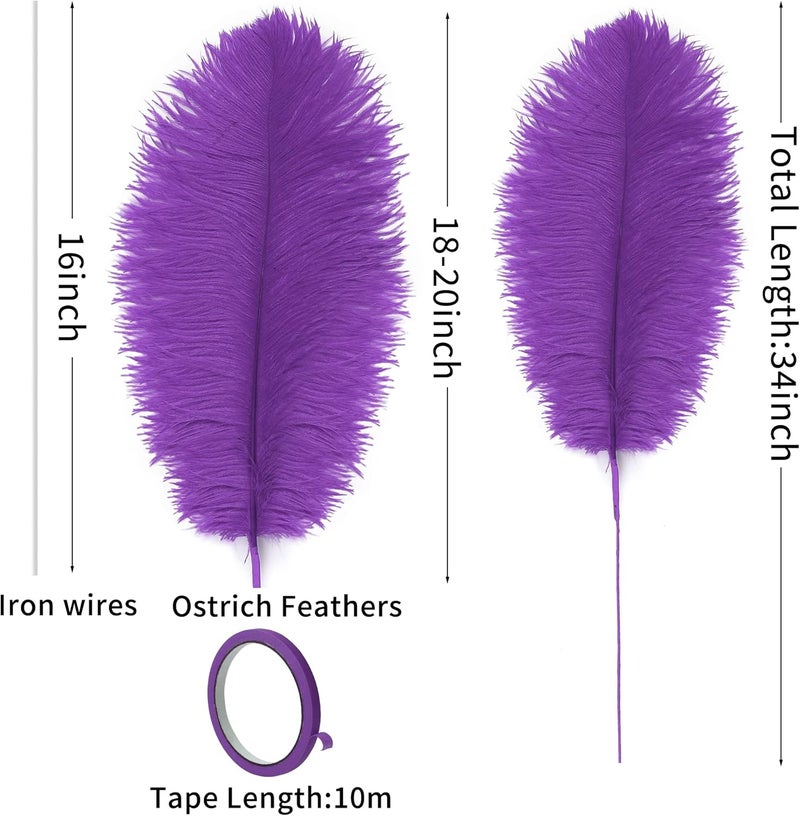 Soarer Purple Big Ostrich Feathers - 10Pcs Making Kit 34inch Extra Large Ostrich Feathers Long for Tall Vase,Floral Arrangement,Mardi Gras Party Centerpieces and Wedding Home Decoration(Purple) - Image 3